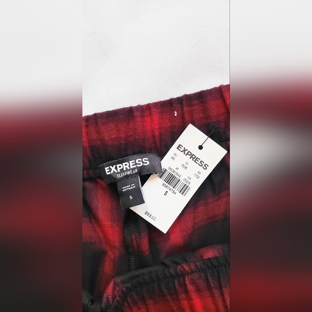 NWT! Express Men's Red Plaid Flannel Pajama Pant Size Small - Picture 4 of 6